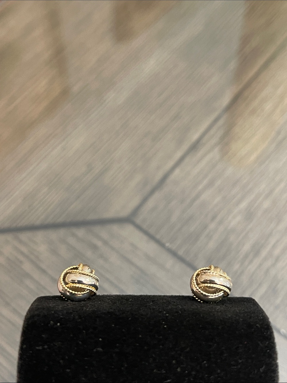 Vintage Two-Tone Sterling Silver Love Knot Studs - Picture 7 of 16